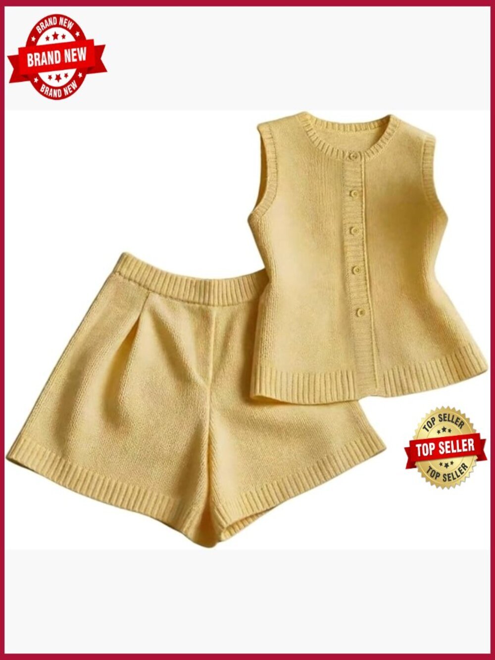 Women's 2-Piece Sleeveless Button Up Shorts Set Summer Outfit